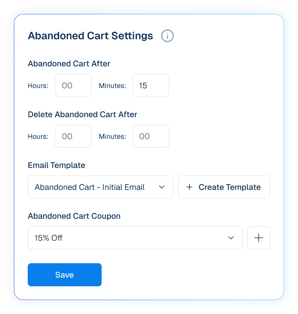 Smart Triggers Automation Feature Mockup Mockup of a smart triggers configuration panel setting rules based on time on page and page URL.