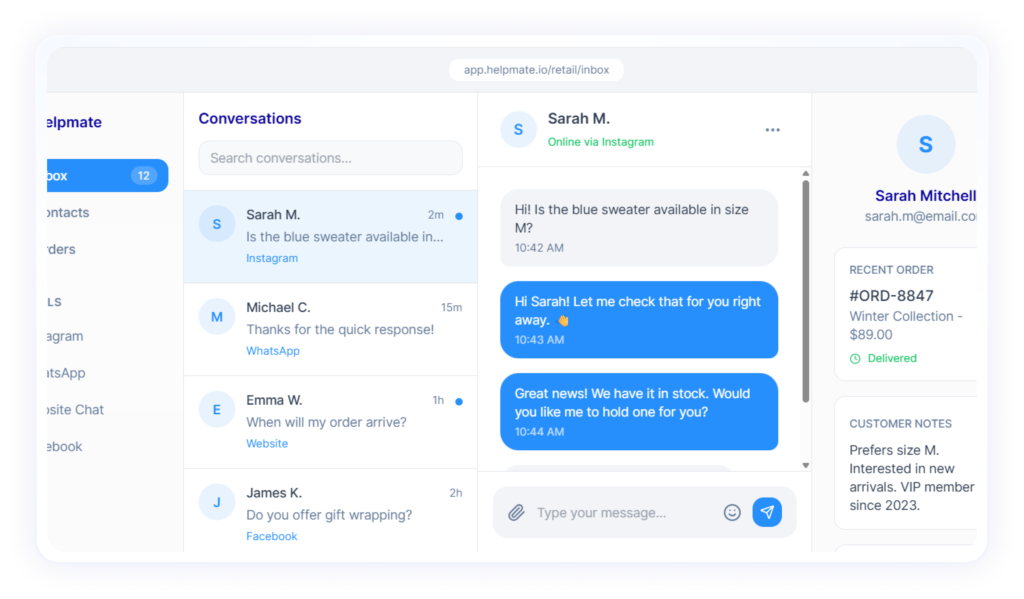 WordPress Chatbot For Online Fashion Stores - Helpmate